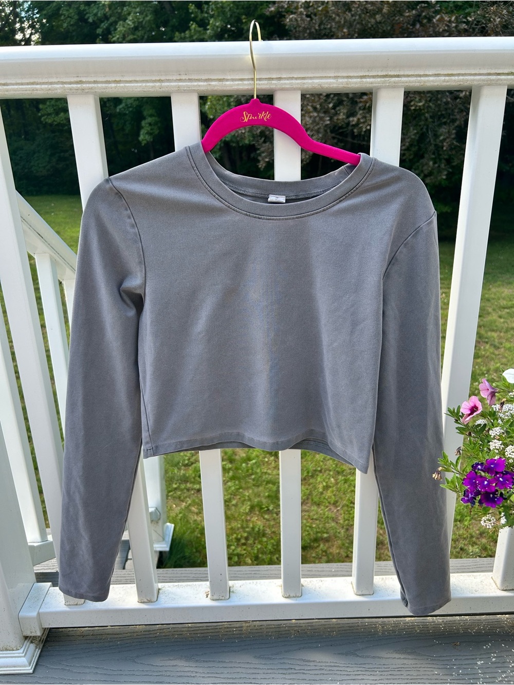 ALO Yoga Gray Cropped Crewneck Sweatshirt